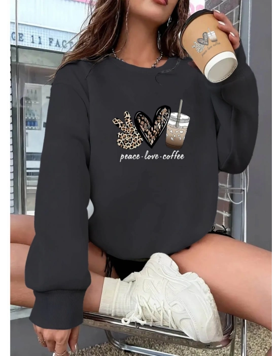 Kadın Uzun Kollu Bisiklet Yaka Kalp Desenli Viskon Iki Iplik Bluz