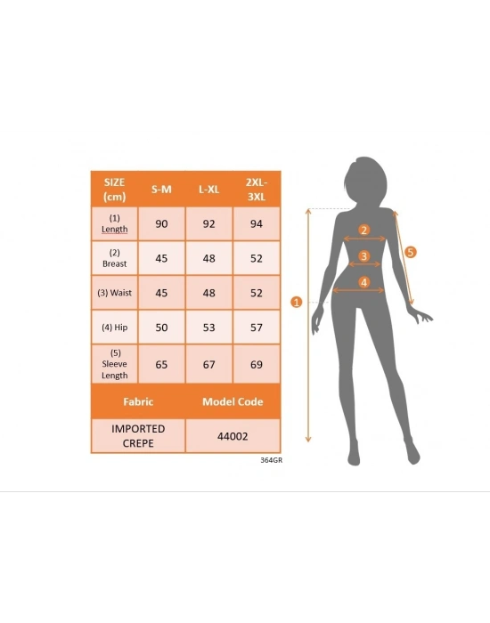 Kadın Uzun Kollu Bisiklet Yaka Karpuz Kol Düğme Detay Ithal Krep Elbise