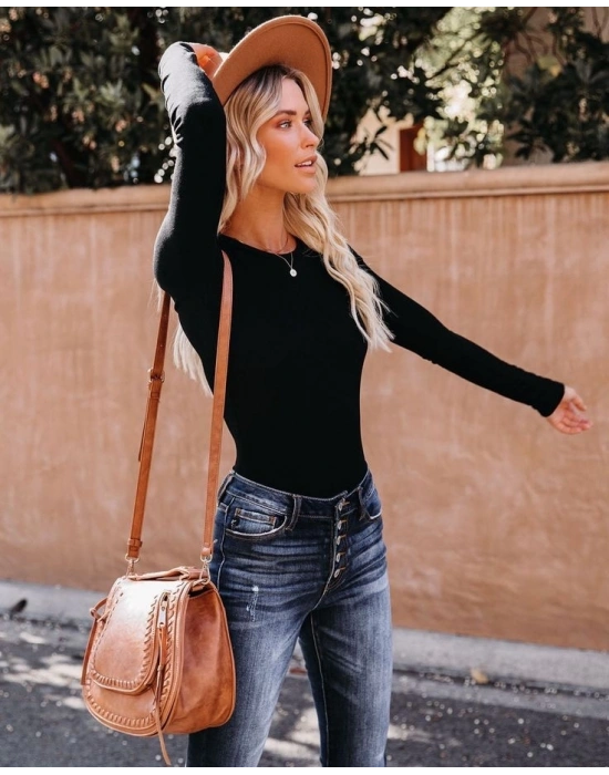 Kadın Uzun Kollu Bisiklet Yaka Kaşkorse Bluz