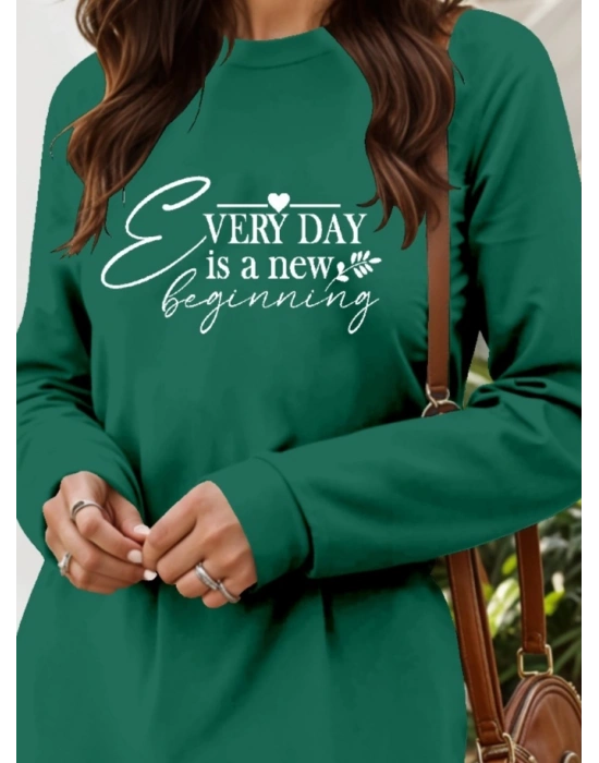 Kadın Uzun Kollu Bisiklet Yaka Kısa Viskon Iki Iplik Elbise