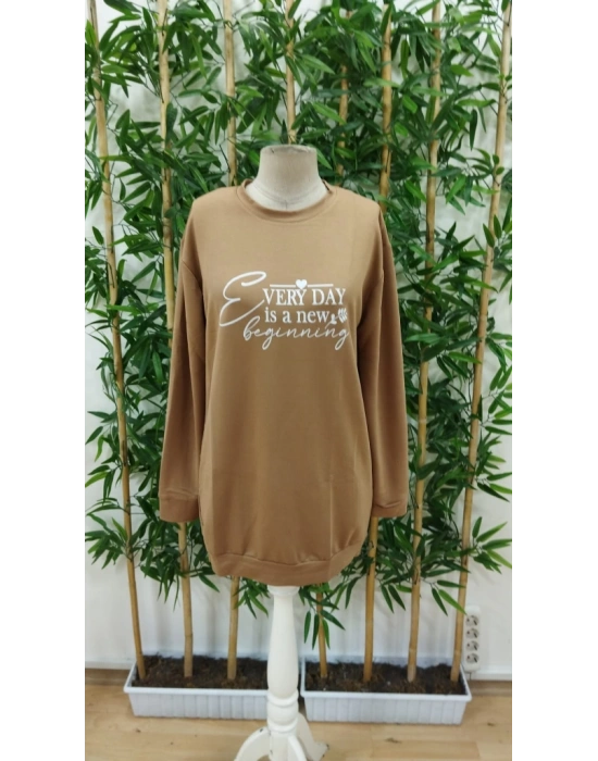 Kadın Uzun Kollu Bisiklet Yaka Kısa Viskon Iki Iplik Elbise