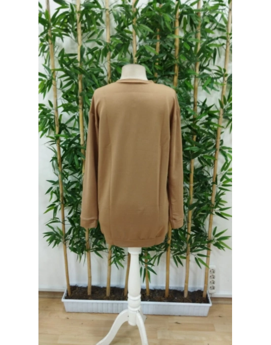 Kadın Uzun Kollu Bisiklet Yaka Kısa Viskon Iki Iplik Elbise