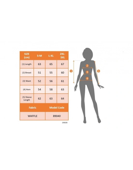 Kadın Uzun Kollu Bisiklet Yaka Kolları Tüllü Waffle Bluz