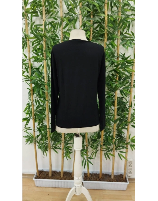 Kadın Uzun Kollu Bisiklet Yaka Köpek Resimli Viskon Bluz