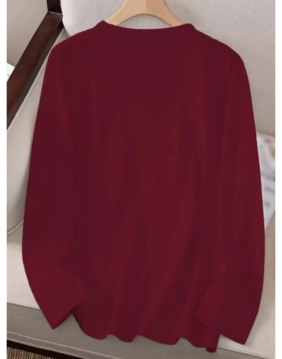 Kadın Uzun Kollu Bisiklet Yaka Kurukafa Desenli Viskon Bluz