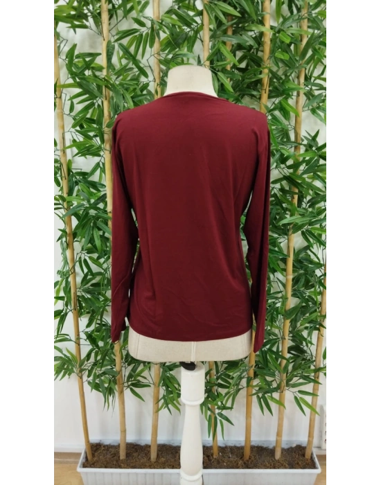 Kadın Uzun Kollu Bisiklet Yaka Kurukafa Desenli Viskon Bluz