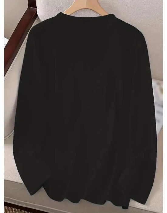 Kadın Uzun Kollu Bisiklet Yaka Kuş Tüyü Desenli Viskon Bluz