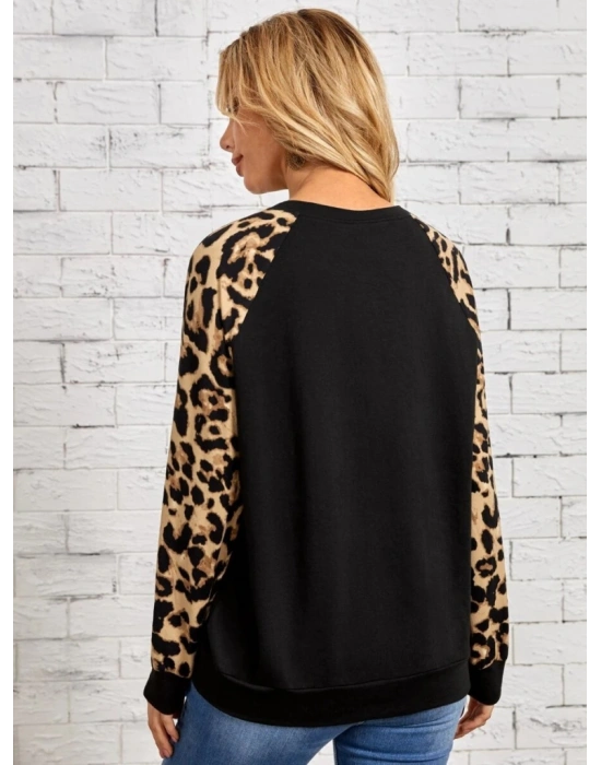 Kadın Uzun Kollu Bisiklet Yaka Reglan Kol Viskon Bluz