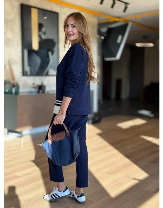 Kadın Uzun Kollu Bisiklet Yaka Ribana Detay weat Ve Pantolon Ikili Takım