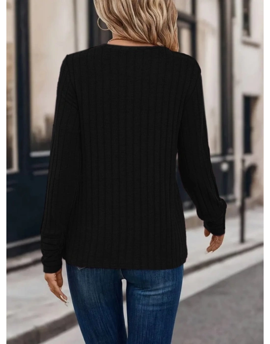 Kadın Uzun Kollu Bisiklet Yaka şardonlu Kaşkorse Bluz