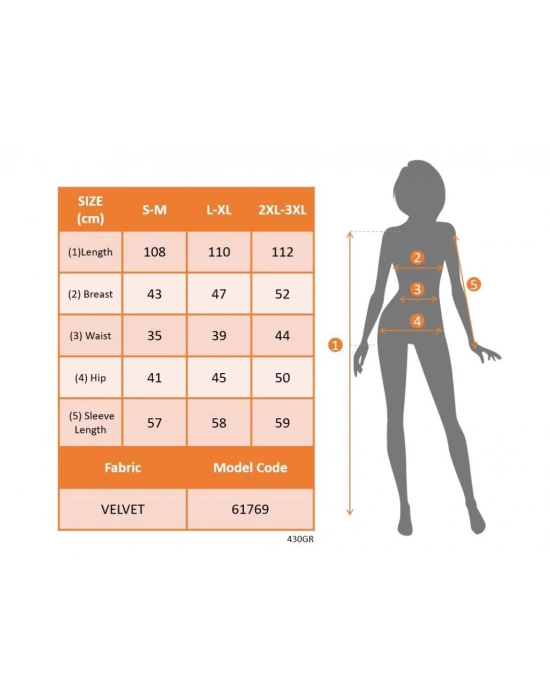 Kadın Uzun Kollu Bisiklet Yaka Taşlı Midi Kadife Elbise