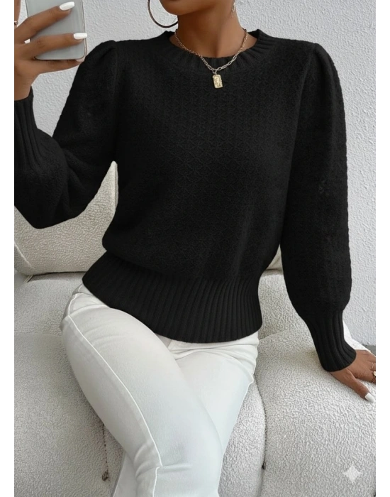 Kadın Uzun Kollu Bisiklet Yaka Triko Bluz