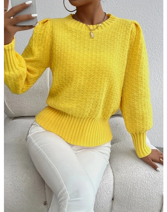 Kadın Uzun Kollu Bisiklet Yaka Triko Bluz