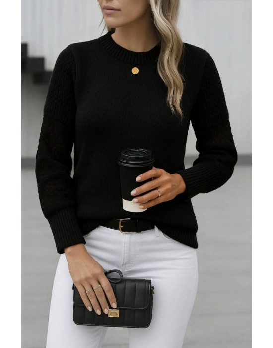 Kadın Uzun Kollu Bisiklet Yaka Triko Bluz