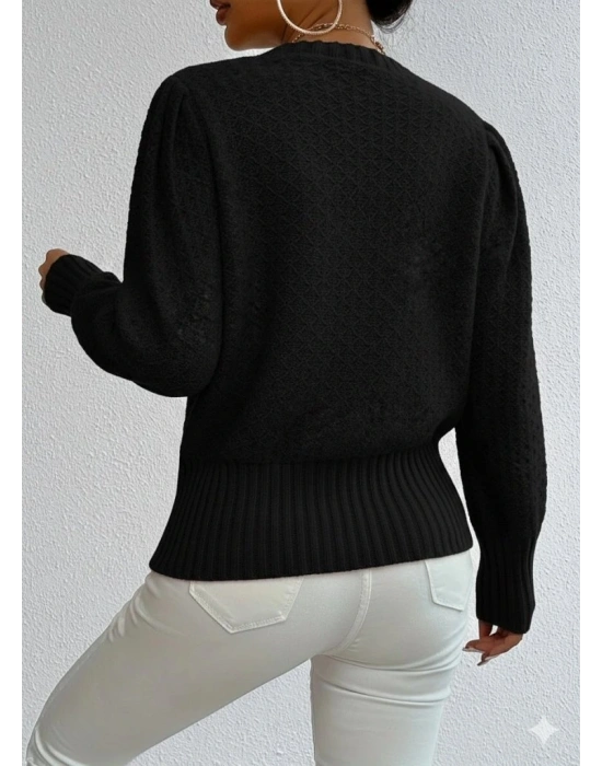 Kadın Uzun Kollu Bisiklet Yaka Triko Bluz