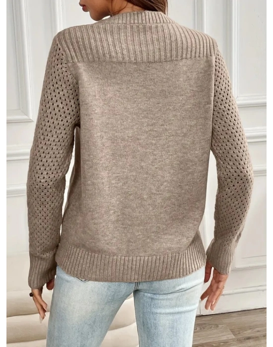 Kadın Uzun Kollu Bisiklet Yaka Triko Bluz