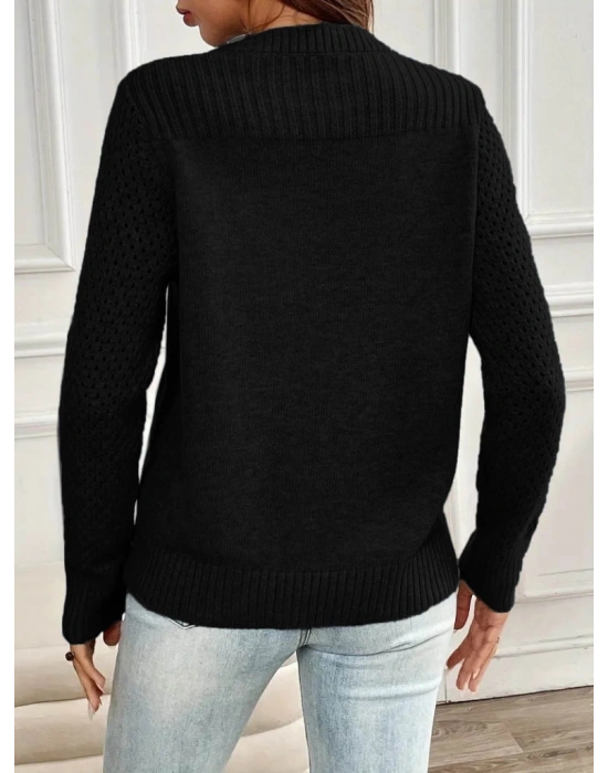 Kadın Uzun Kollu Bisiklet Yaka Triko Bluz