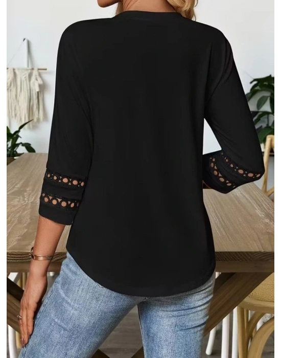 Kadın Uzun Kollu Bisiklet Yaka Truvakar Kollu Viskon Bluz