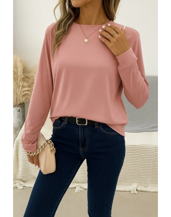 Kadın Uzun Kollu Bisiklet Yaka Viskon Bluz