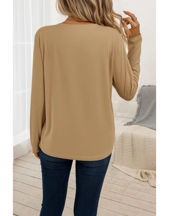 Kadın Uzun Kollu Bisiklet Yaka Viskon Bluz