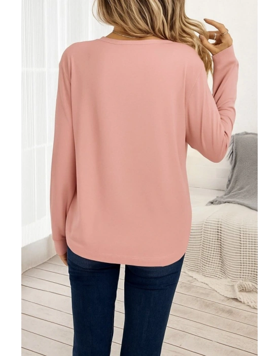 Kadın Uzun Kollu Bisiklet Yaka Viskon Bluz