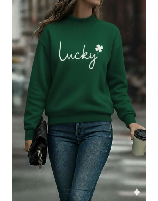 Kadın Uzun Kollu Bisiklet Yaka Viskon Iki Iplik Bluz