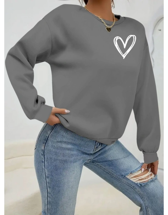 Kadın Uzun Kollu Bisiklet Yaka Viskon Iki Iplik Bluz