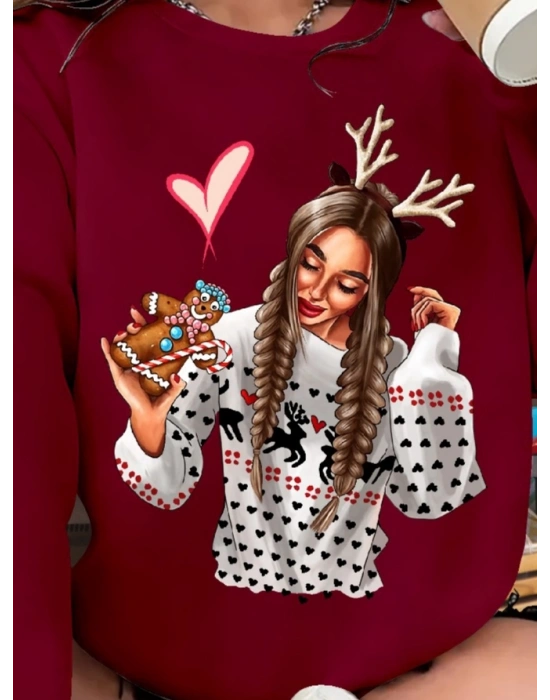 Kadın Uzun Kollu Bisiklet Yaka Viskon Iki Iplik Bluz