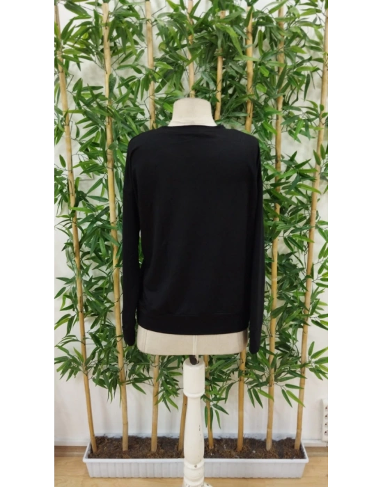 Kadın Uzun Kollu Bisiklet Yaka Viskon Iki Iplik Bluz