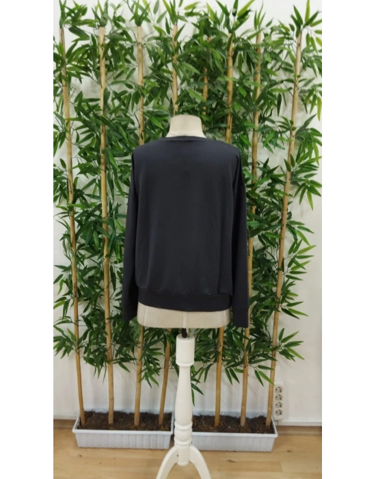 Kadın Uzun Kollu Bisiklet Yaka Viskon Iki Iplik Bluz