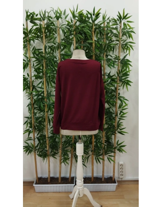 Kadın Uzun Kollu Bisiklet Yaka Viskon Iki Iplik Bluz