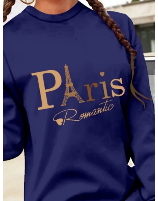 Kadın Uzun Kollu Bisiklet Yaka Yazılı Kısa Viskon Iki Iplik Elbise