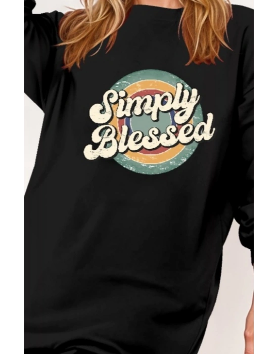 Kadın Uzun Kollu Bisiklet Yaka Yazılı Viskon Iki Iplik Elbise