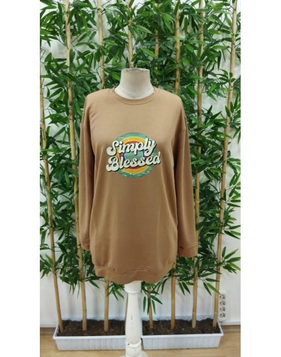 Kadın Uzun Kollu Bisiklet Yaka Yazılı Viskon Iki Iplik Elbise