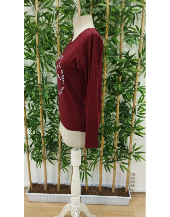 Kadın Uzun Kollu Bisiklet Yakabe Youdesenli Viskon Bluz