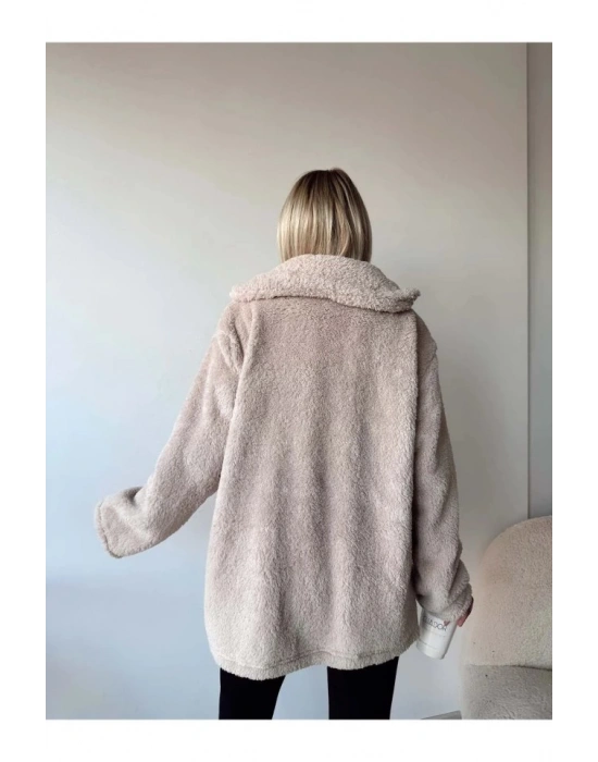 Kadın Uzun Kollu Cep Ve Düğme Detay Wellsof Kumaş Kaban