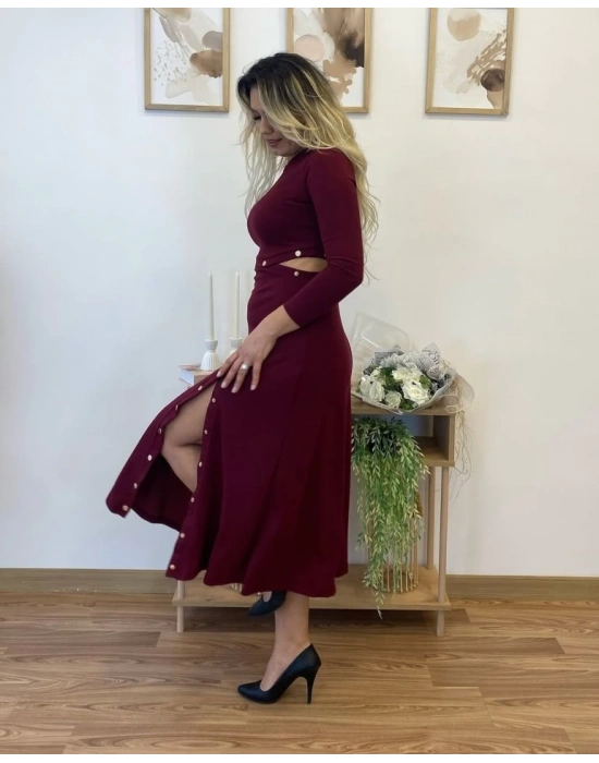 Kadın Uzun Kollu çıtçıtlı Viskon Krop Bluz Ve Yırtmaçlı Etek Istenildiğinde Elbise Olan Ikili Takım