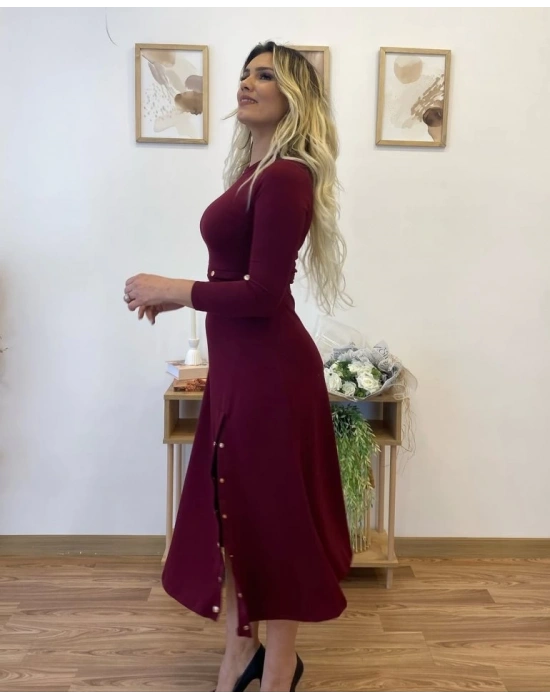 Kadın Uzun Kollu çıtçıtlı Viskon Krop Bluz Ve Yırtmaçlı Etek Istenildiğinde Elbise Olan Ikili Takım