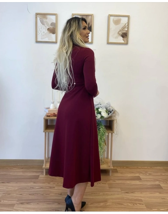 Kadın Uzun Kollu çıtçıtlı Viskon Krop Bluz Ve Yırtmaçlı Etek Istenildiğinde Elbise Olan Ikili Takım