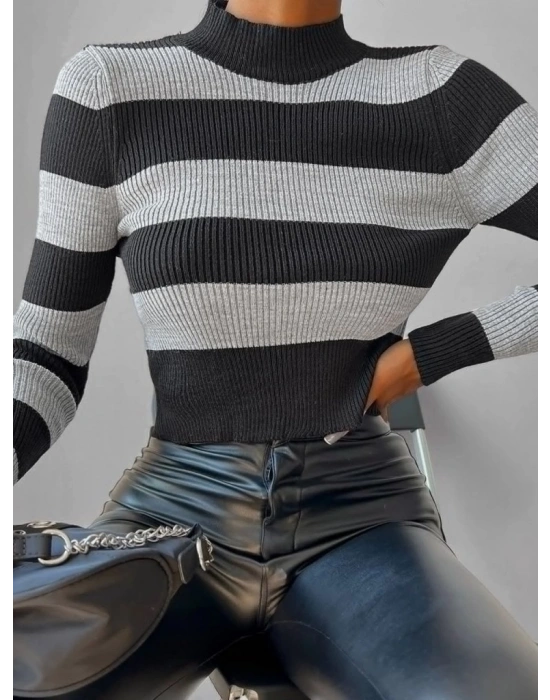 Kadın Uzun Kollu çizgi Detay Triko Bluz