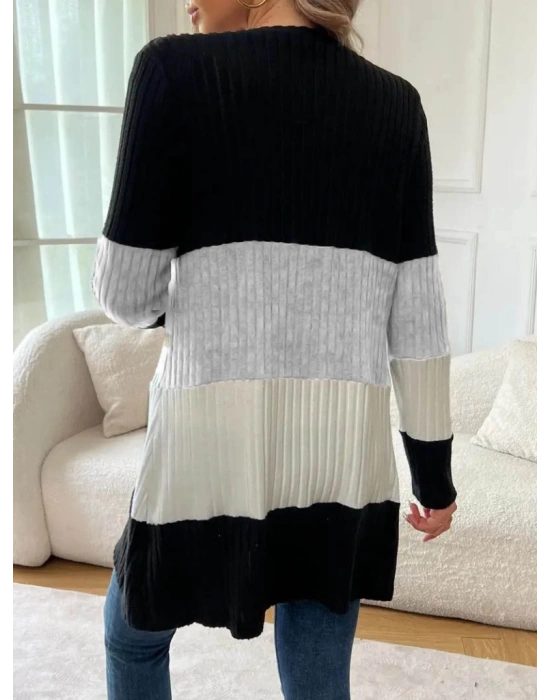 Kadın Uzun Kollu çok Renkli önden Düğmeli Uzun Ceket