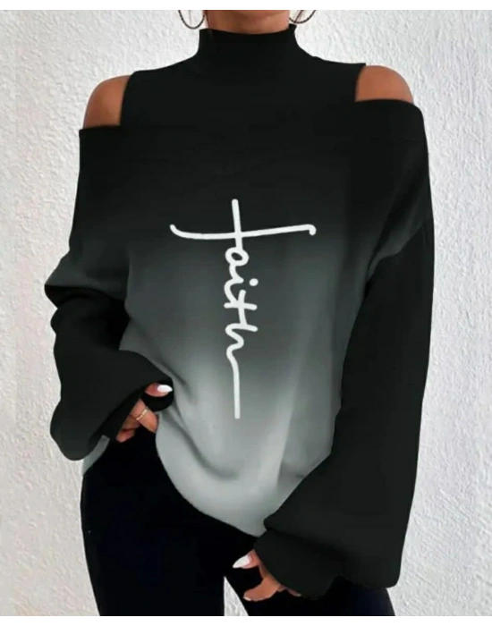 Kadın Uzun Kollu cuba Dalgıc Kumas Lolita Baskılı Bluz