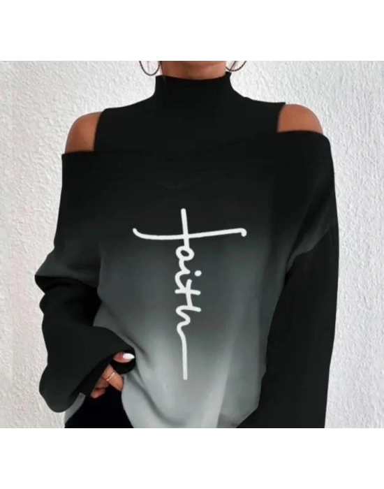 Kadın Uzun Kollu cuba Dalgıc Kumas Lolita Baskılı Bluz