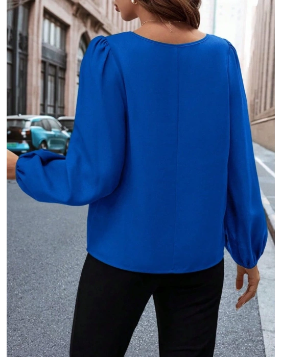 Kadın Uzun Kollu Damla Detaylı Ithal Krep Bluz