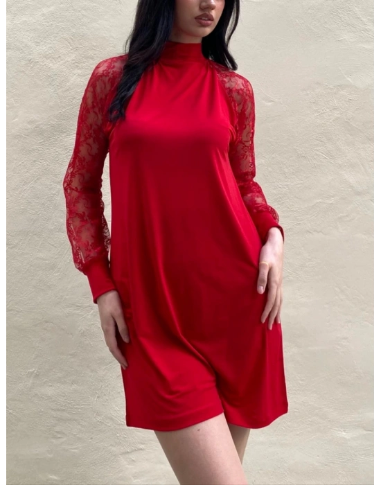 Kadın Uzun Kollu Damla Detaylı Sandy Mini Elbise