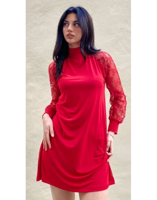 Kadın Uzun Kollu Damla Detaylı Sandy Mini Elbise