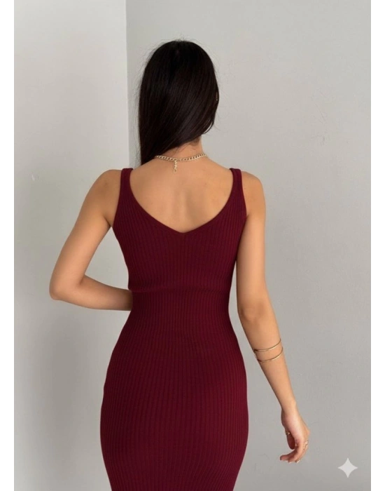 Kadın Uzun Kollu Delikli Kazak Askılı Elbise Triko Ikili Takım