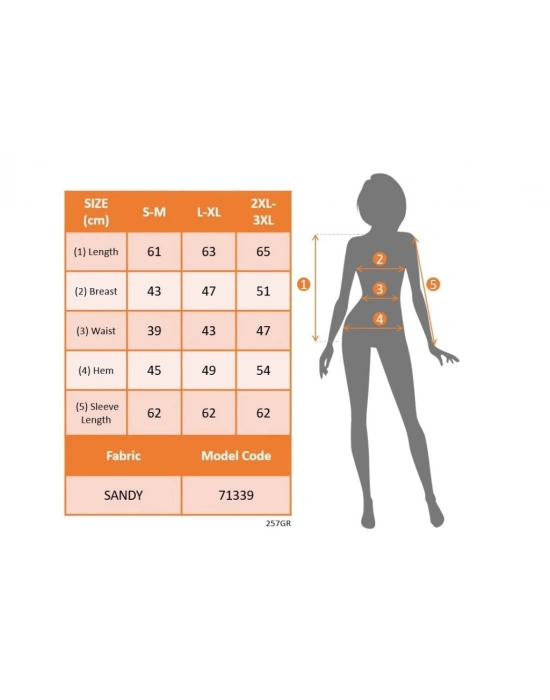 Kadın Uzun Kollu Derin Degaje Yakalı Taşlı Sandy Bluz