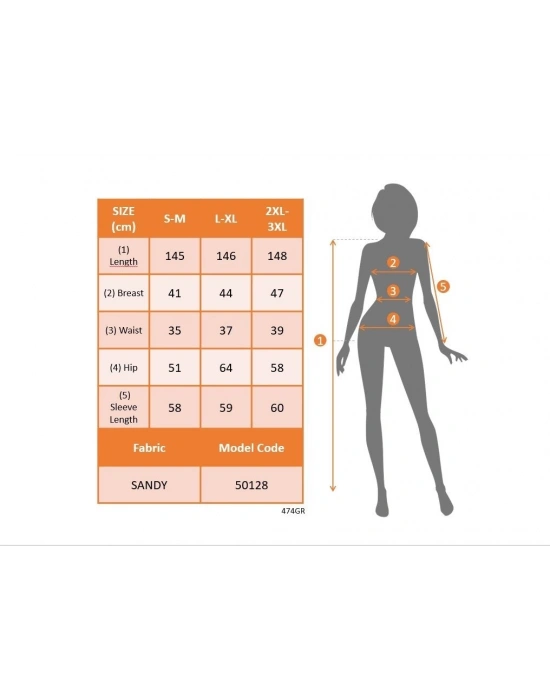 Kadın Uzun Kollu Derin V Kruvaze Yaka Beli Lastik Yırtmaç Ve Bağcık Detaylı Sandy Tam Boy Elbise