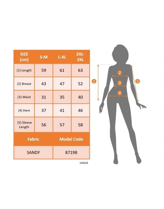 Kadın Uzun Kollu Derin V Yakalı önden Büzgülü Sandy Bluz